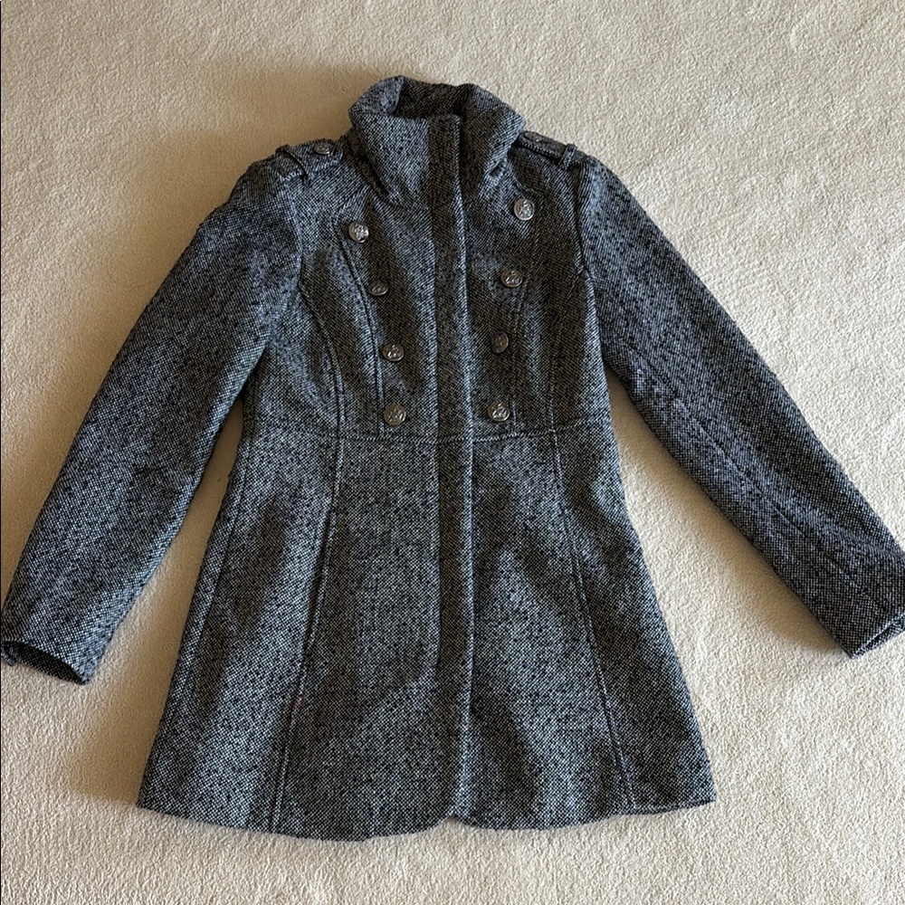 Guess heather zipper wool coat